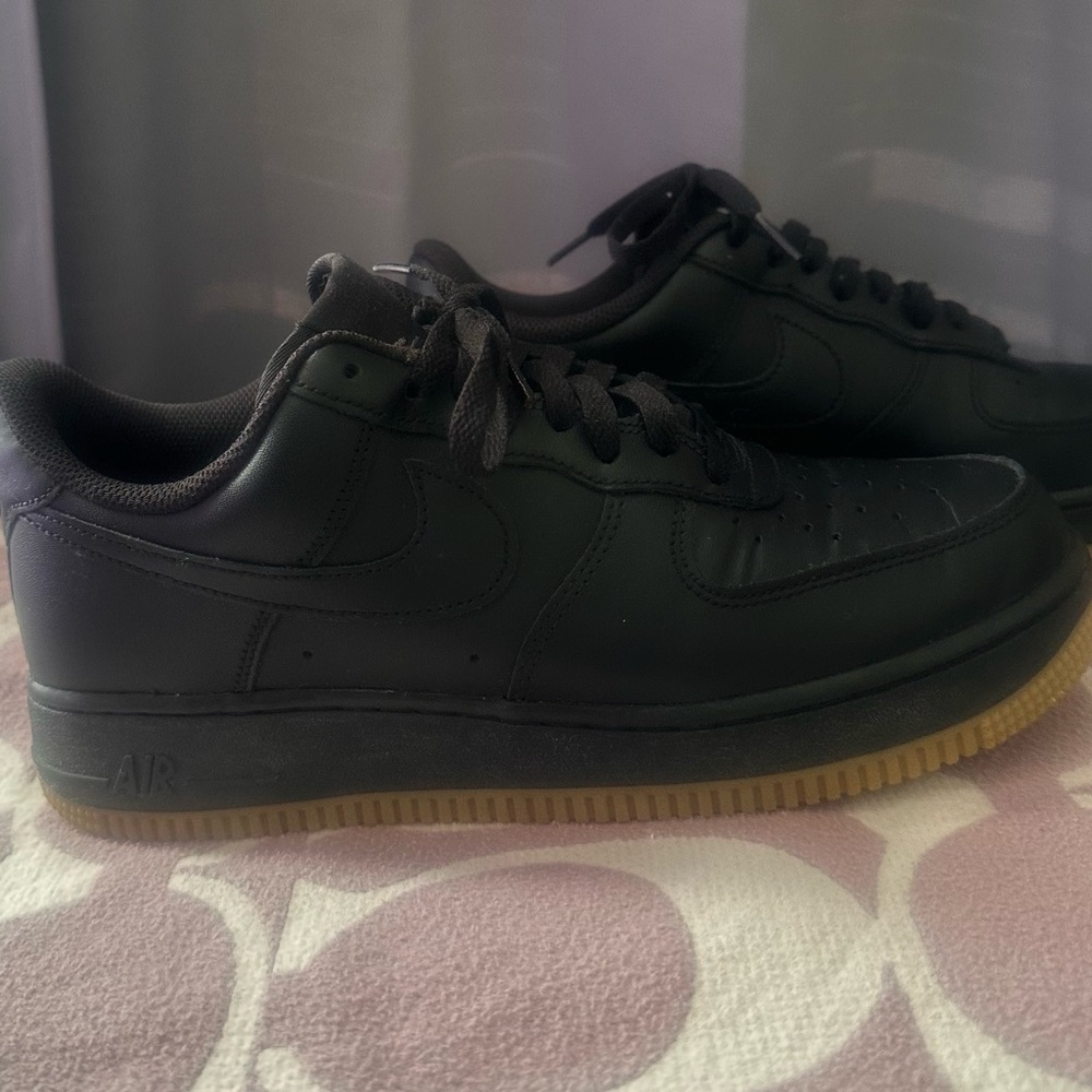 Nike Black and Gum Sole Air Force One Sneakers - Picture 3 of 10